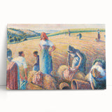 Black and white print of Camille Pissarro's painting on stretched canvas, ideal for kitchen wall art.