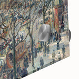 Large abstract wall art by Camille Pissarro in mid-century modernist style, featuring muted earth tones on acrylic glass.