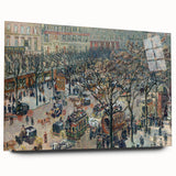 Acrylic print of a Camille Pissarro-inspired landscape, with soft green and blue tones, ideal for bedroom or dining room art.