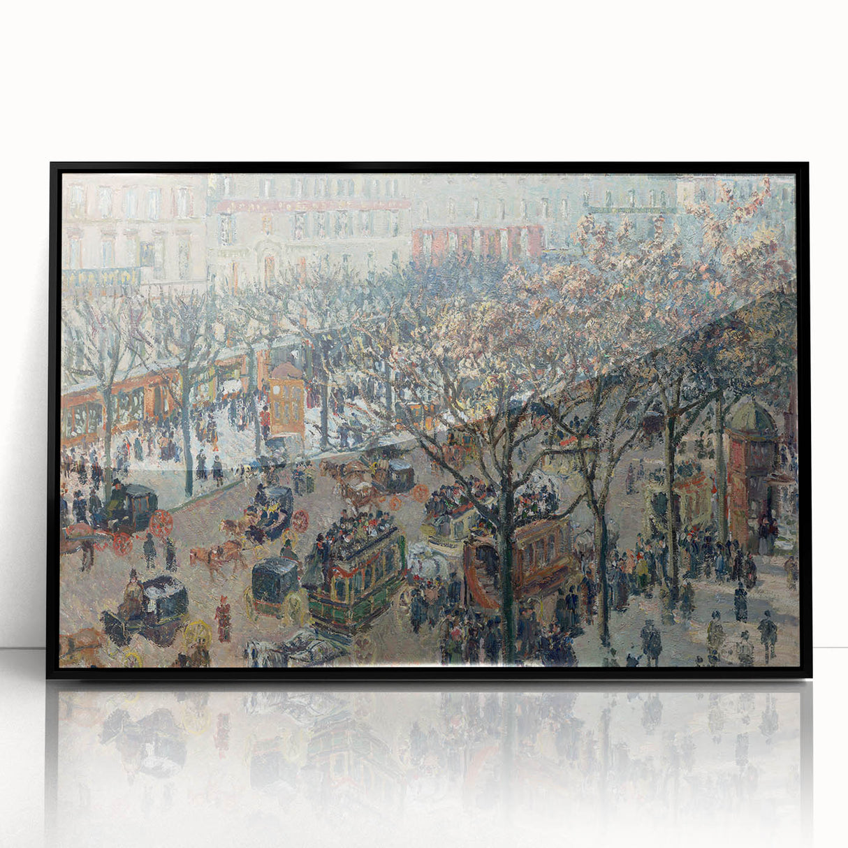 Large abstract wall art featuring a mid-century modernist style with pastel shades on a framed acrylic.