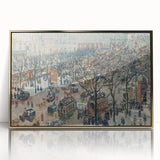 Mid-century modernist acrylic print of Camille Pissarro's landscape in gold frame, ideal for nursery wall art.
