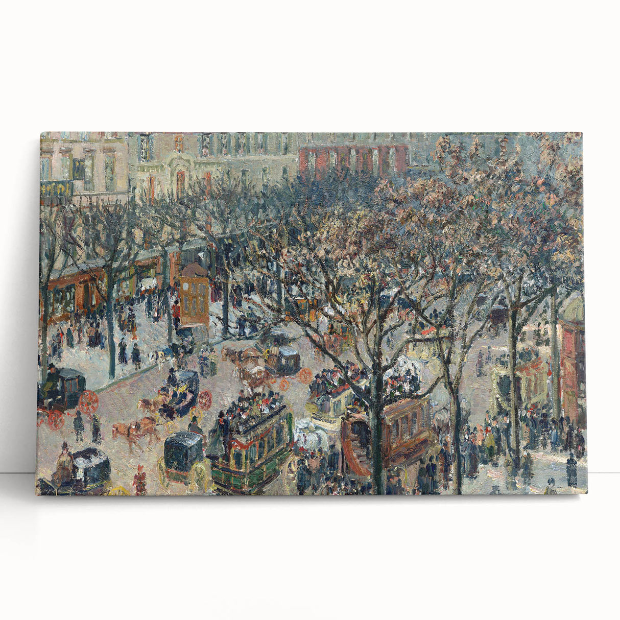 Black and white print of Camille Pissarro's painting on stretched canvas, ideal for kitchen wall art or bedroom.