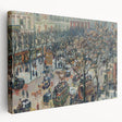 Camille Pissarro-inspired impressionist landscape on large stretched canvas, with soft green and earth tones.