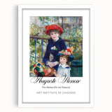 Abstract art print of a Camille Pissarro-inspired landscape in muted earth tones, framed with a white mat.