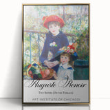 Large art print of Camille Pissarro's painting, featuring serene landscape in muted greens and blues, framed in gold acrylic.