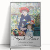 Art deco poster featuring a Camille Pissarro impressionist painting with soft pastel colors, framed in white acrylic.