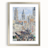 Textured art print of abstract forms in earthy tones on a silver-framed canvas, suitable for bedroom decor.