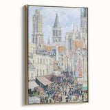 Framed canvas depicting a vintage-style landscape painting with muted earth tones, ideal for bedroom wall art.