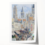 Rolled print of a Camille Pissarro-inspired floral scene in muted green and yellow tones, ideal for art wall dining room.