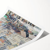 Extra large wall art featuring line art flowers in subtle earth tones on rolled canvas.