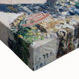 Large art depicting a black and white landscape painting on stretched canvas, ideal for bedroom wall decor.