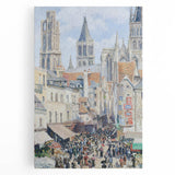 Large black and white canvas print of a busy urban scene, suitable as kitchen wall art.