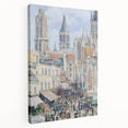 Camille Pissarro-inspired impressionist painting on stretched canvas, featuring a rural landscape in soft earth tones.