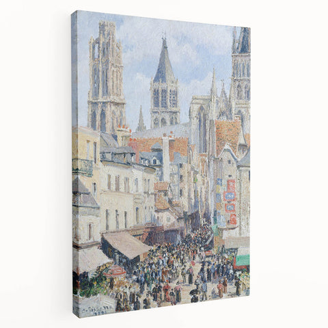 Camille Pissarro-inspired impressionist painting on stretched canvas, featuring a rural landscape in soft earth tones.