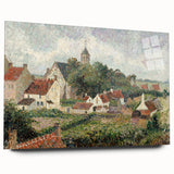 Side view of a large acrylic glass print featuring Camille Pissarro's impressionist art.