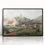 Large abstract wall art featuring mid-century modernist style in muted earth tones, framed in black acrylic.