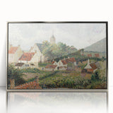 Mid-century modernist art by Camille Pissarro, framed acrylic with silver details, showcasing soft pastel colors.