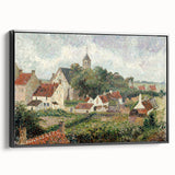 Black and white landscape art painting on framed canvas, featuring a vintage poster style, ideal for bedroom decor.