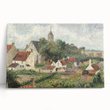 Black and white print of Camille Pissarro's artwork on stretched canvas, ideal for kitchen wall art or bedroom ambiance.