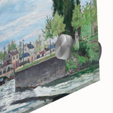 Large abstract wall art by Camille Pissarro in mid-century modernist style, featuring muted earth tones on acrylic glass.