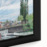 Extra large framed canvas of a Camille Pissarro-inspired textured art scene.