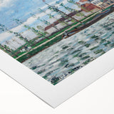 Art deco poster featuring a geometric pattern in muted gold and navy tones, ideal for dining room wall decor.