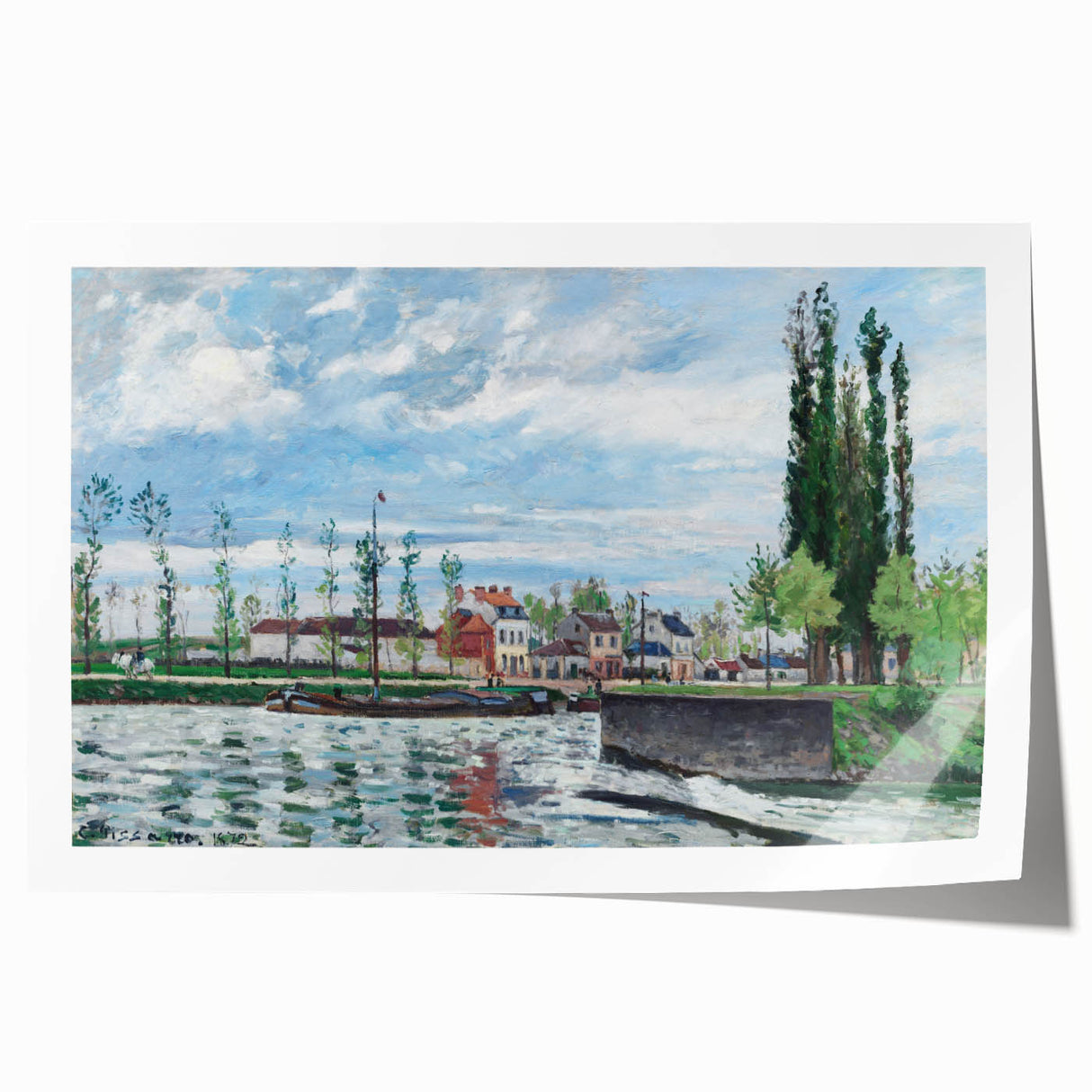 Rolled print of a Camille Pissarro floral painting in soft pastel tones.