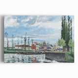 Black and white large canvas print of a Camille Pissarro painting, ideal for kitchen wall art.