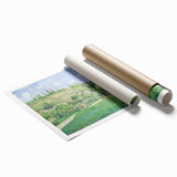 Extra large rolled print of a Camille Pissarro floral painting in soft colors, ideal for classy bathroom wall art.