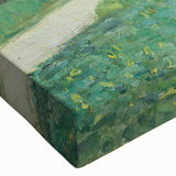 Large art depicting a black and white landscape painting on stretched canvas, suitable for bedroom decor.