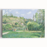 Black and white print of a Camille Pissarro painting on stretched canvas, ideal for kitchen wall art.