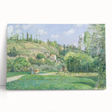 Black and white print of Camille Pissarro's painting on stretched canvas, ideal for kitchen wall art or bedroom ambiance.