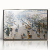 Mid-century modernist art by Camille Pissarro, featuring a pastoral landscape in muted greens and blues.