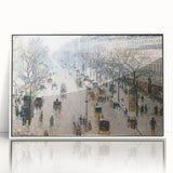 Acrylic print of a Camille Pissarro-inspired scene in pastel shades, framed in white, suitable for nursery wall art.