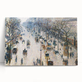 Black and white print of Camille Pissarro's artwork on stretched canvas, suitable as kitchen wall art or bedroom decor.