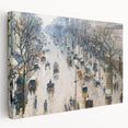 Large canvas print of Camille Pissarro's impressionist painting, featuring soft pastel shades, ideal for kitchen wall art.