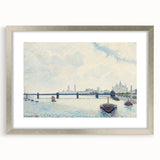 Textured art print of an abstract cityscape in neutral tones on a framed canvas, suitable for bedroom decor.