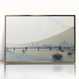 Camille Pissarro-inspired landscape on large acrylic print in gold frame, with muted earth tones.