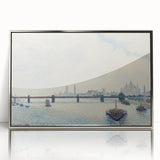 Framed acrylic print of Camille Pissarro's artwork in mid-century modernist style, featuring muted earth tones.