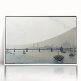 Acrylic print of Camille Pissarro's impressionist art in a white frame, featuring a pastoral scene.
