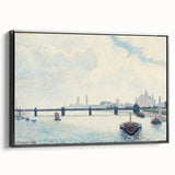 Black and white wall art featuring a vintage landscape painting on a framed canvas, ideal for bedroom decor.