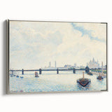 Framed canvas of a Camille Pissarro landscape painting featuring colorful rural scenery.