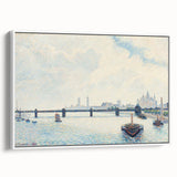 Framed canvas of Camille Pissarro's vintage poster art in colorful hues, ideal for living room decor.