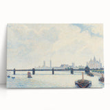 Black and white stretched canvas featuring a detailed cityscape, ideal for kitchen wall art or bedroom ambiance.