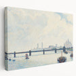 Camille Pissarro-inspired landscape on large stretched canvas, featuring soft earth tones, ideal for kitchen wall art.