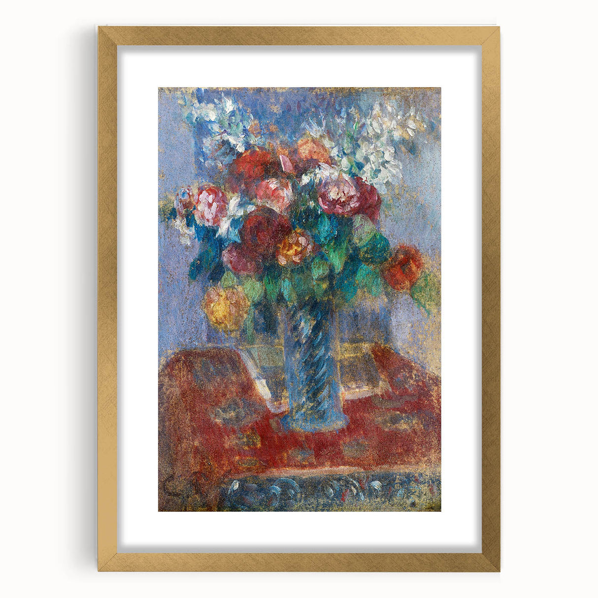 Extra large wall art for living room, abstract art prints with textured details, in gold frame, featuring muted earth tones.