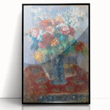 Large abstract wall art featuring vibrant colors and mid-century modernist influences on a black framed acrylic.