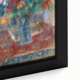 Extra large framed canvas featuring a close-up of Camille Pissarro's textured colorful art on a black background.