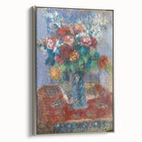 Vintage poster art of a landscape painting by Camille Pissarro, featuring colorful trees and fields, framed in black.