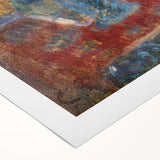 Art deco poster featuring a vibrant cityscape on rolled canvas, suitable for dining room wall art.